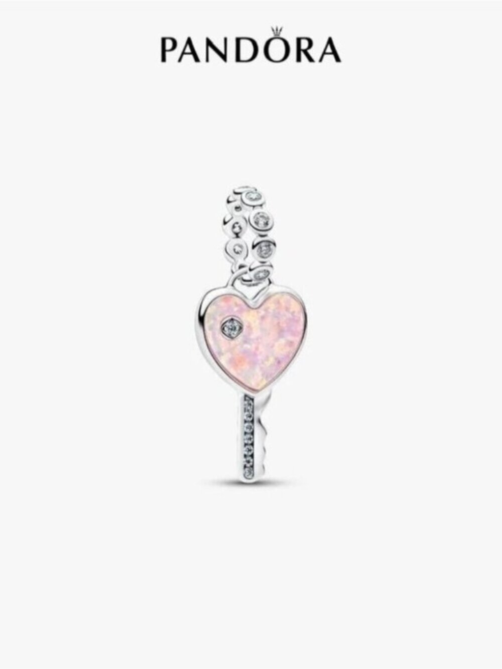 Pandora Opalescent Heart Key Dangle Charm